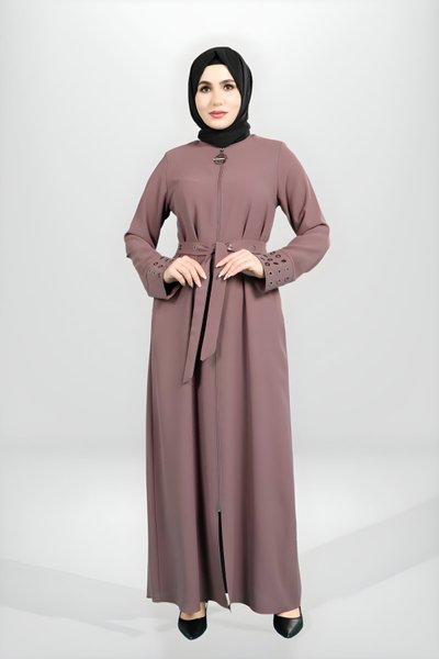 Gül Kurusu Seyyar Kuşaklı Kuş Gözü Detaylı Ferace