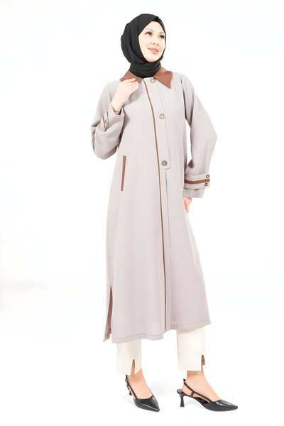 Kahverengi Yakalı Giy Çık Kap