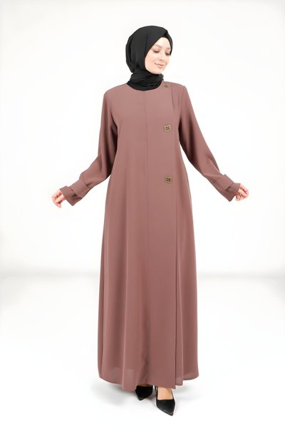 Kapuçino Düğme Detaylı Ferace