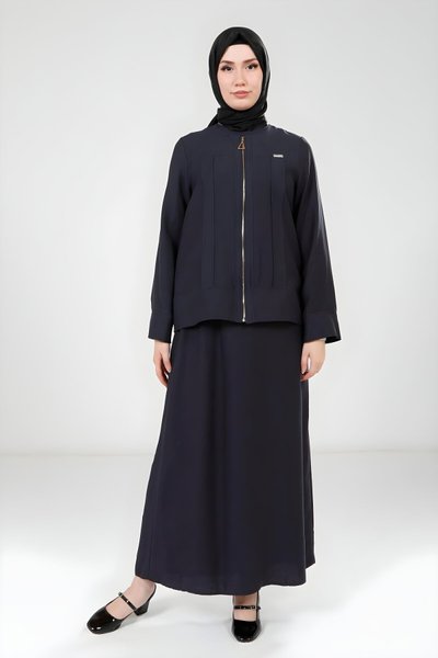 Lacivert Ceketli Tesettür Elbise