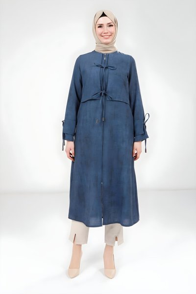 Lacivert Düğüm Detaylı Giy Çık Kap