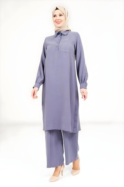 Lacivert Rahat Kesim Pantolon Tunik Tesettür Takım