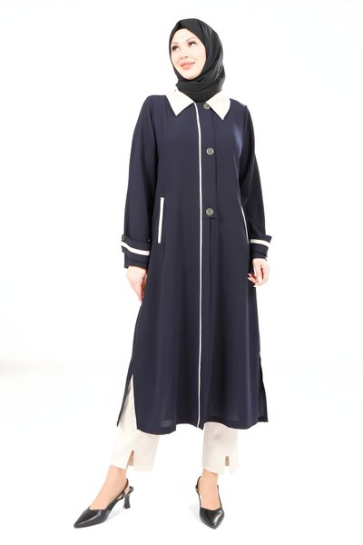 Lacivert Yakalı Giy Çık