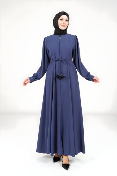 Petrol Fermuarlı Bağlama Detaylı Ferace