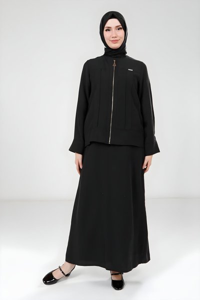 Siyah Ceketli Tesettür Elbise