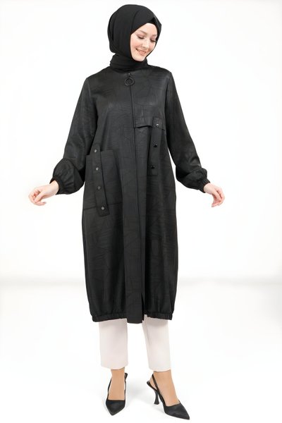 Siyah Giy Çık Fermuarlı Kap