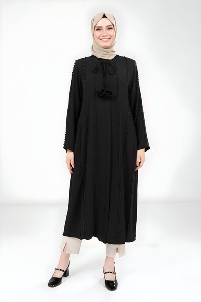 Siyah İnci Detaylı Giy Çık Kap