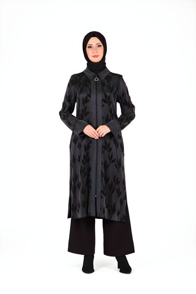 Siyah Yaprak Desenli Giyçık Kap