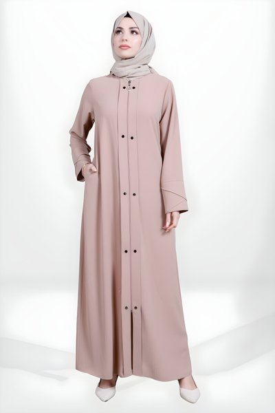 Vizon Fermuarlı Çıtçıtlı Boydan Kol Detaylı Ferace