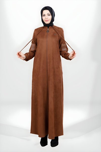 Vizon Kışlık Fermuarlı Kolu Nakışlı Ferace