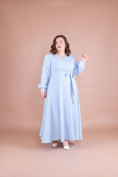 Bebe Mavi Büyük Beden Tesettür Abiye Elbise