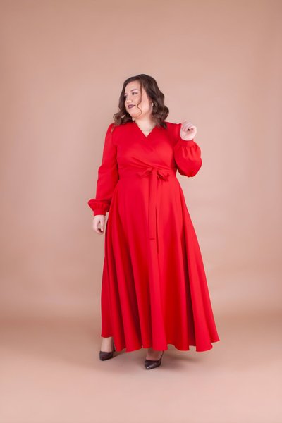 Kırmızı Büyük Beden Tesettür Elbise