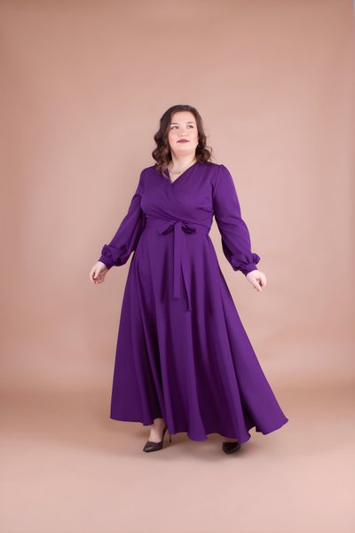 Mürdüm Büyük Beden Tesettür Abiye Elbise