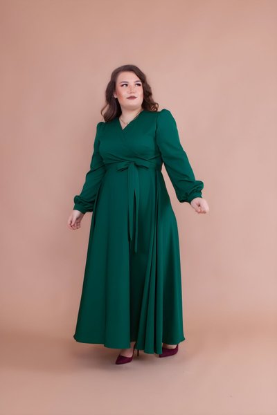 Zümrüt Büyük Beden Tesettür Abiye Elbise