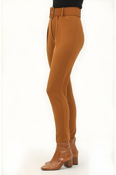 Hardal Dar Paça Kemerli Scuba Krep Tesettür Pantolon