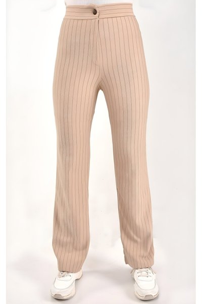 Taş Çizgili Boru Paça Tesettür Pantolon