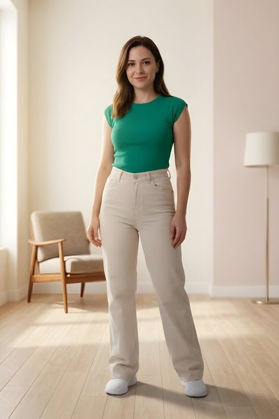 Taş Geniş Paça Tesettür Kot Pantolon