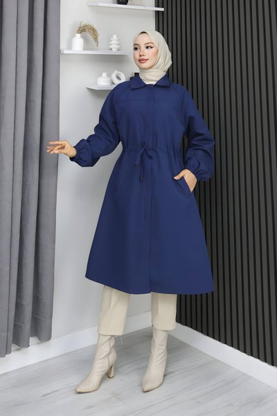 İndigo Gizli Patlı Trençkot