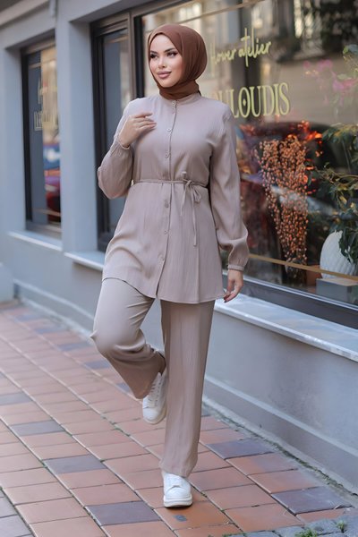 Vizon İkili Hakim Yaka Detaylı Tesettür Takım