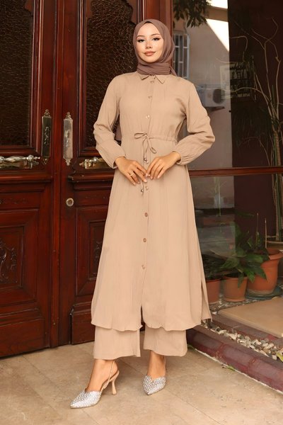 Vizon Uzun İkili Yırtmaç Detaylı Takım