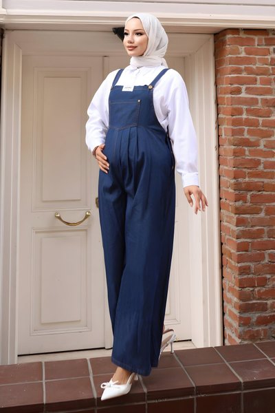 جمبسوت محتشم للحوامل أزرق داكن بجيب كانغارو