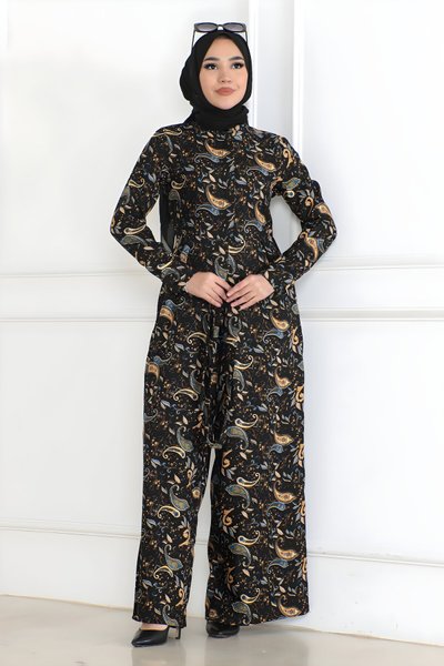 Siyah Desenli Tesettür Tulum