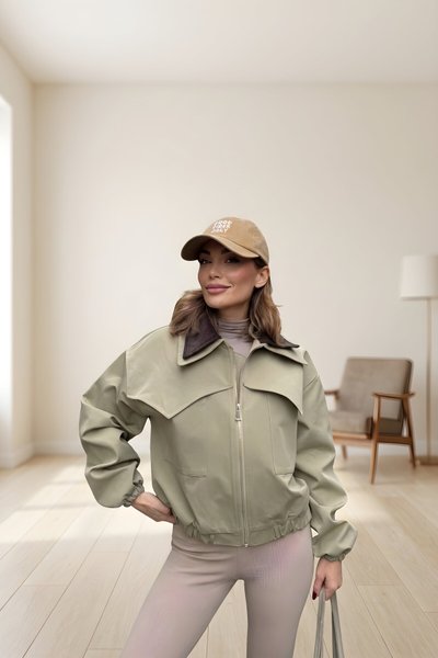 Yeşil Çift Yakalı Mont Ceket