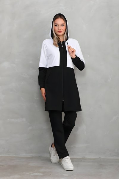 Ekru Bloklu Armalı Tesettür Eşofman Takım