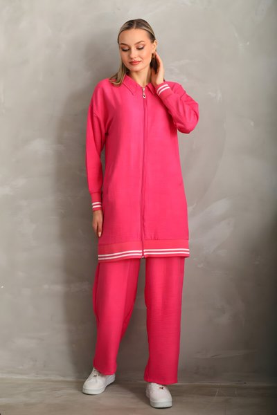 Fuşya İkili Gömlek Pantolon Takım