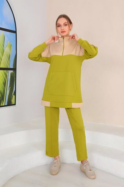 Yeşil Desenli Spor İkili Eşofman Takımı