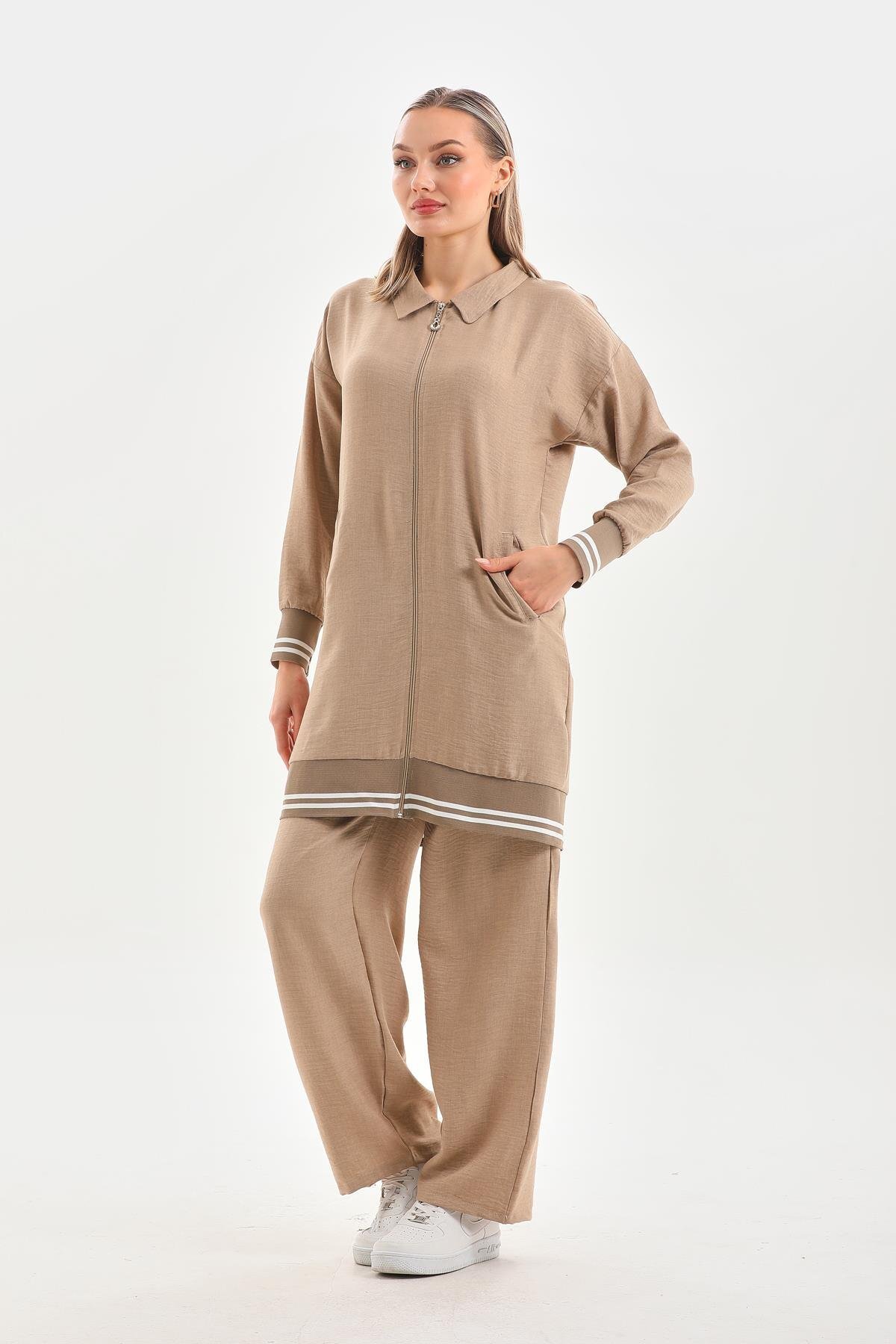 Two-Piece Shirt and Trousers Set - Beige - Westbound