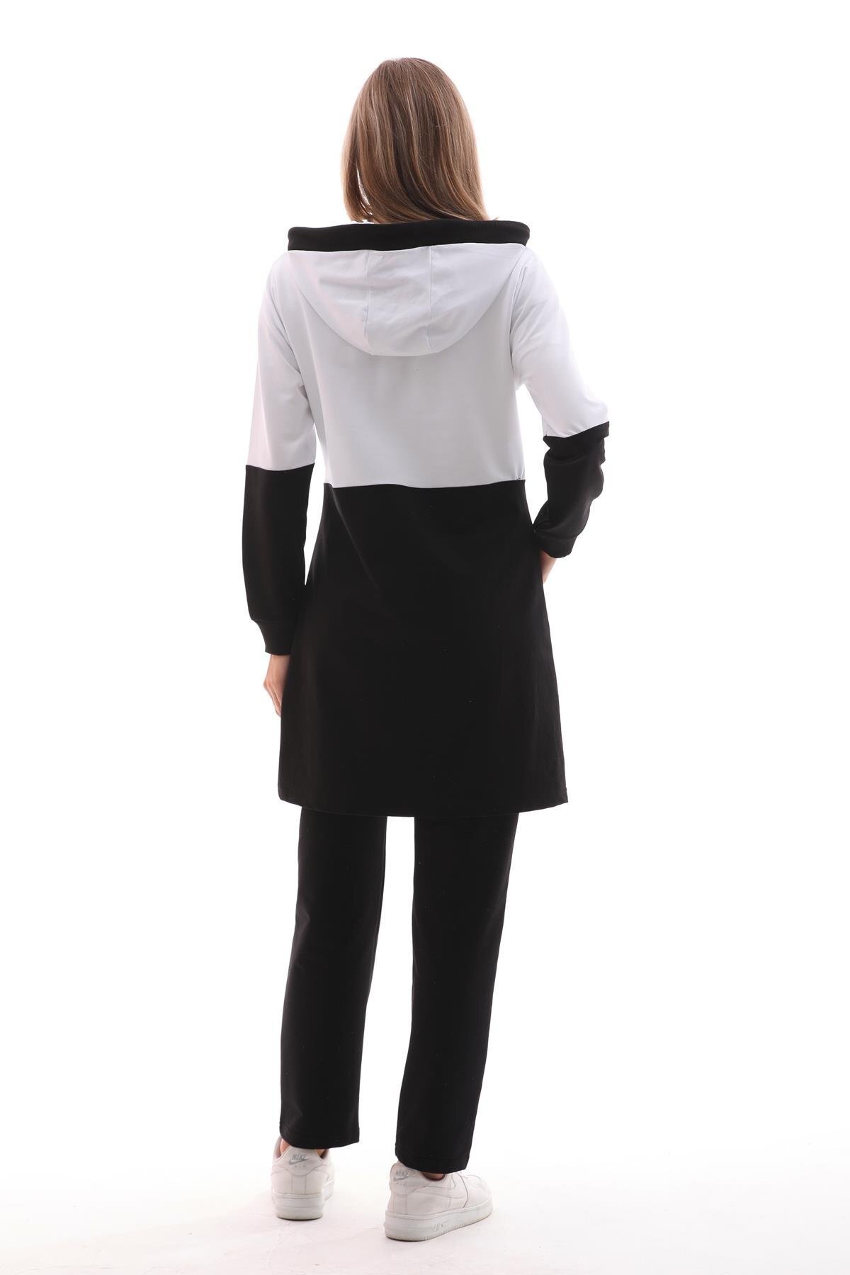 Modest Crested Color-Block Tracksuit Set - Ecru - Westbound
