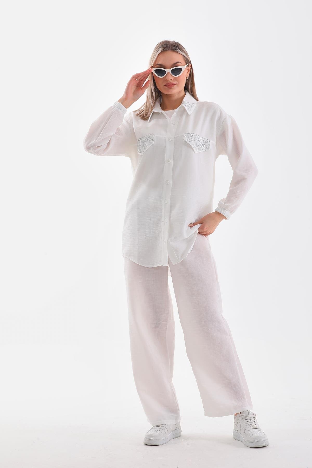 Two-Piece Summer Stone-Detailed Set - Ecru - Westbound