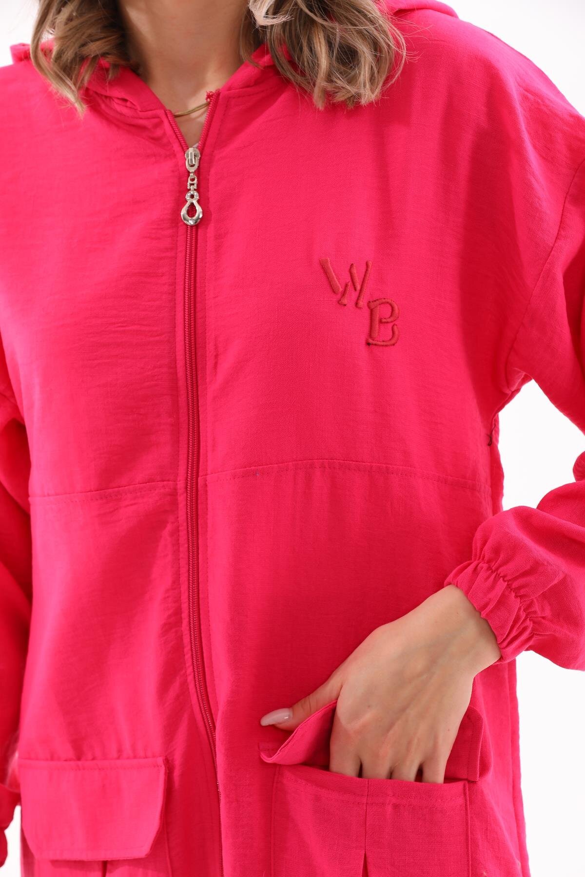 Summer Linen Trenchcoat Trousers Two-Piece Set - Fuchsia - Westbound
