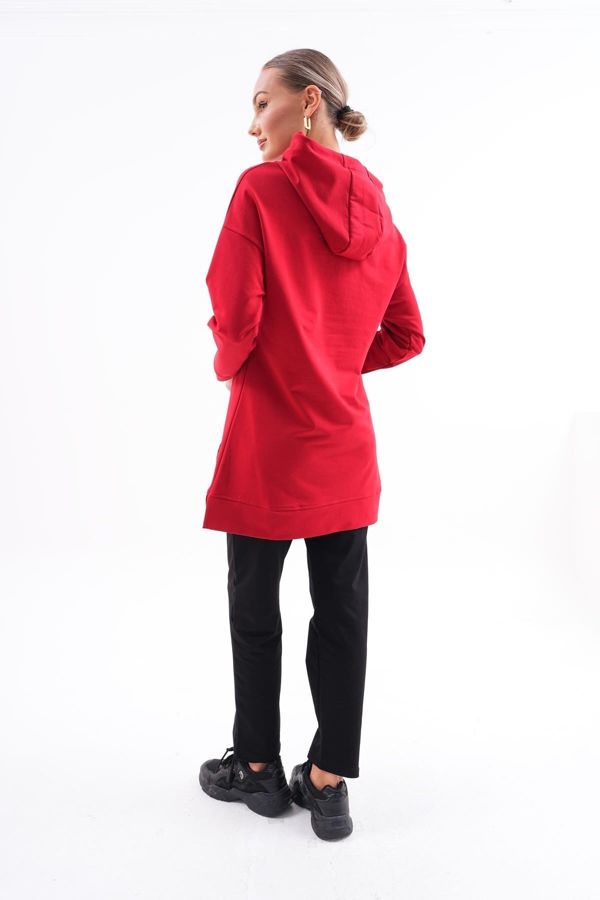 Kırmızı Spor İkili Sweat-tunik Pantolon Tesettür Eşofman - Westbound