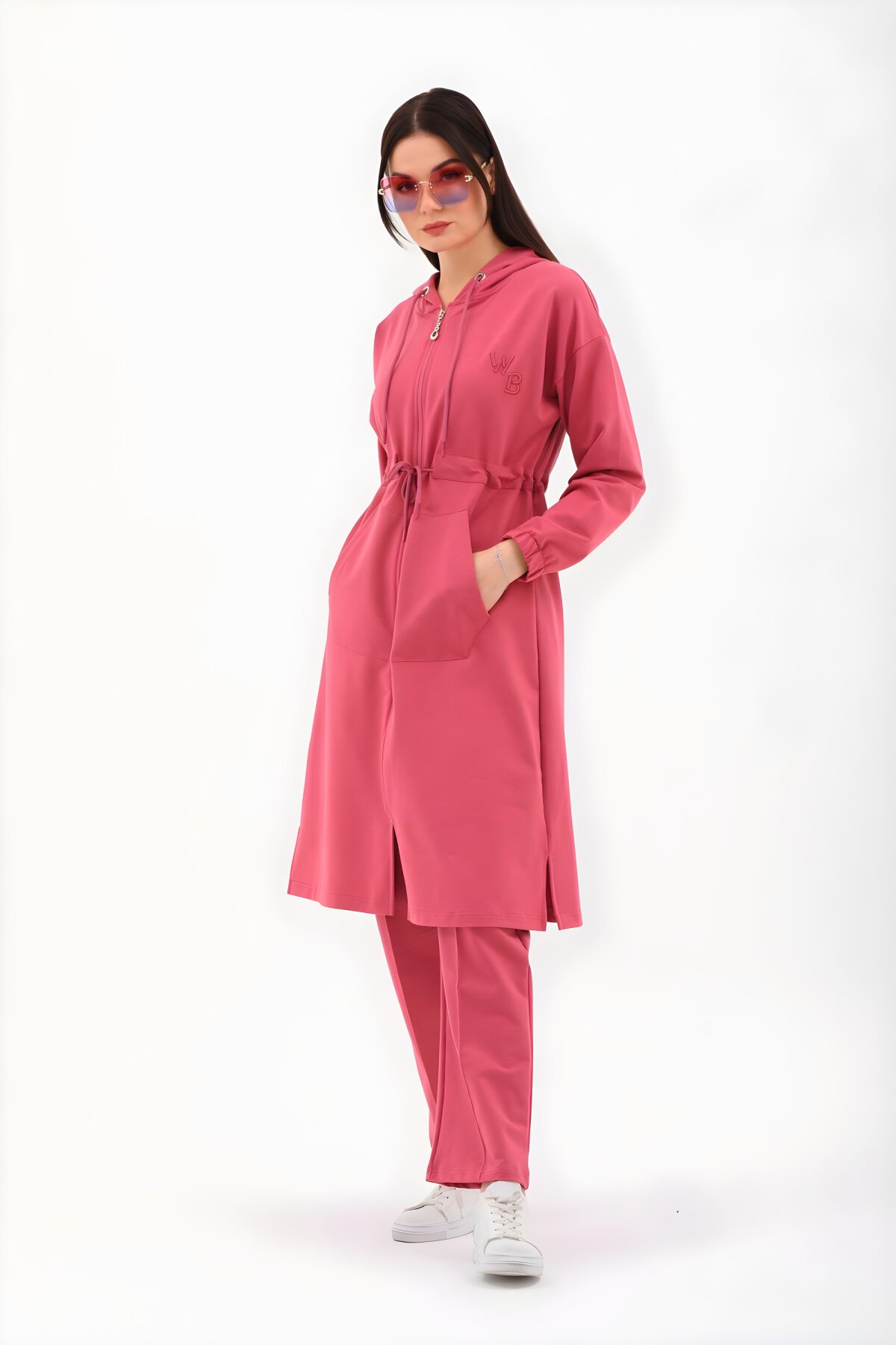 Nar Çiçeği Trençkot Model Tesettür Eşofman Takım - Westbound