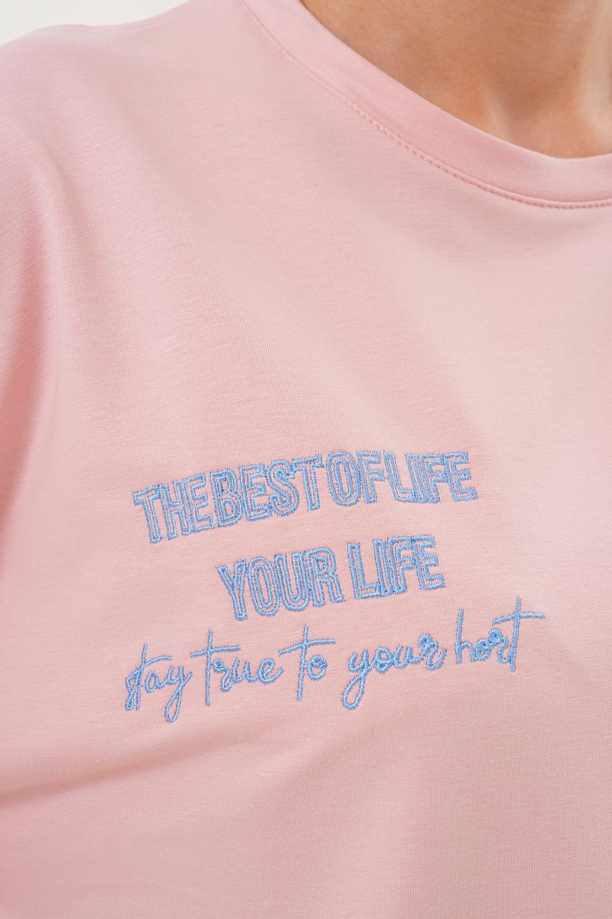 Pudra Yıldız Desenli Sweatshirt Bisiklet Yaka Tesettür Tunik - Westbound