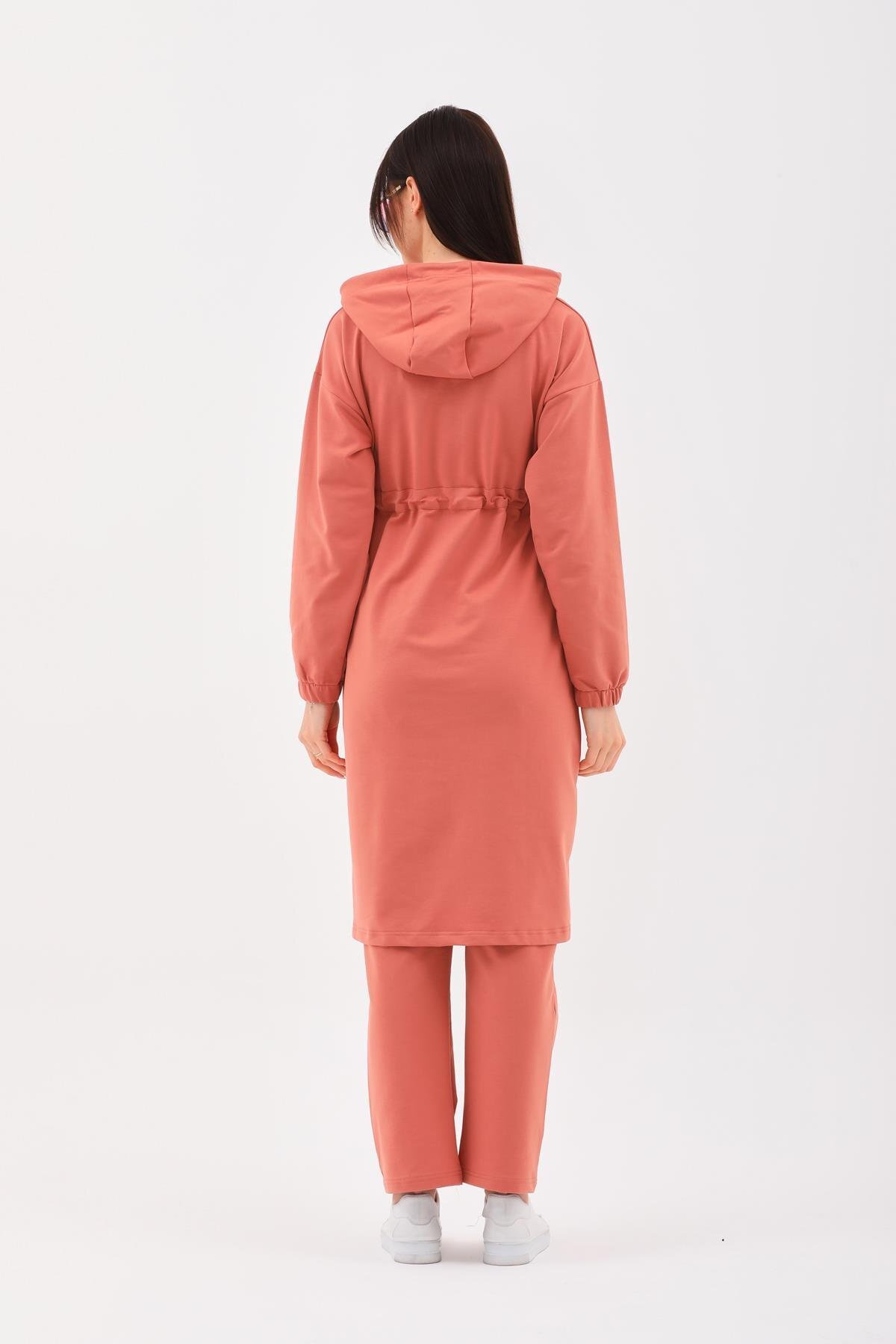 Trench Style Modest Tracksuit Set - Apricot - Westbound