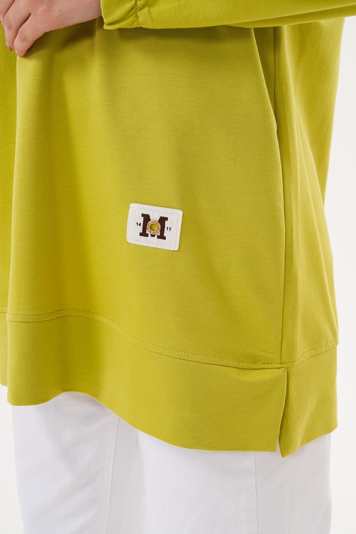 Yeşil Bisiklet Yaka Uzun Kol Basic Sweatshirt Tesettür Tunik - Westbound