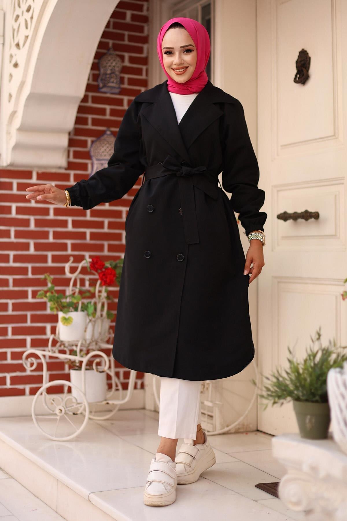 Epaulet Detail Trench Coat - Black - Misskayle