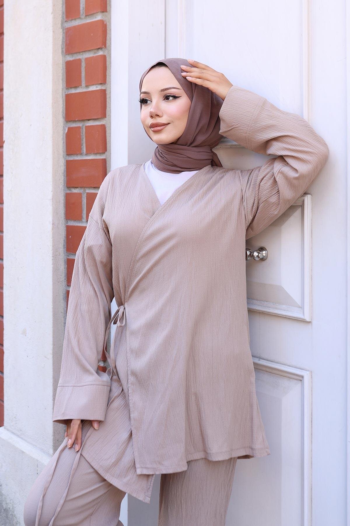 Vizon İkili Kimono Bağlama Detaylı Takım - Misskayle