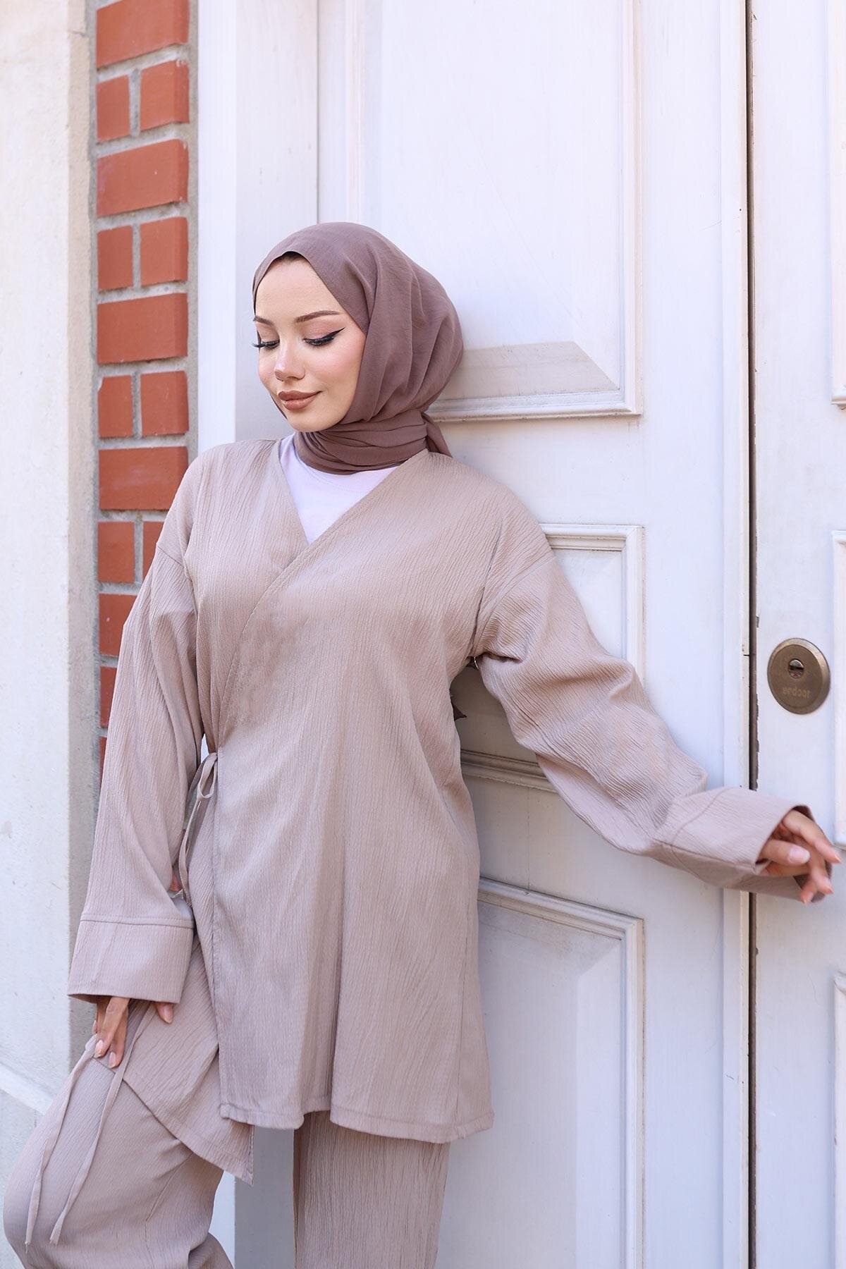 Vizon İkili Kimono Bağlama Detaylı Takım - Misskayle