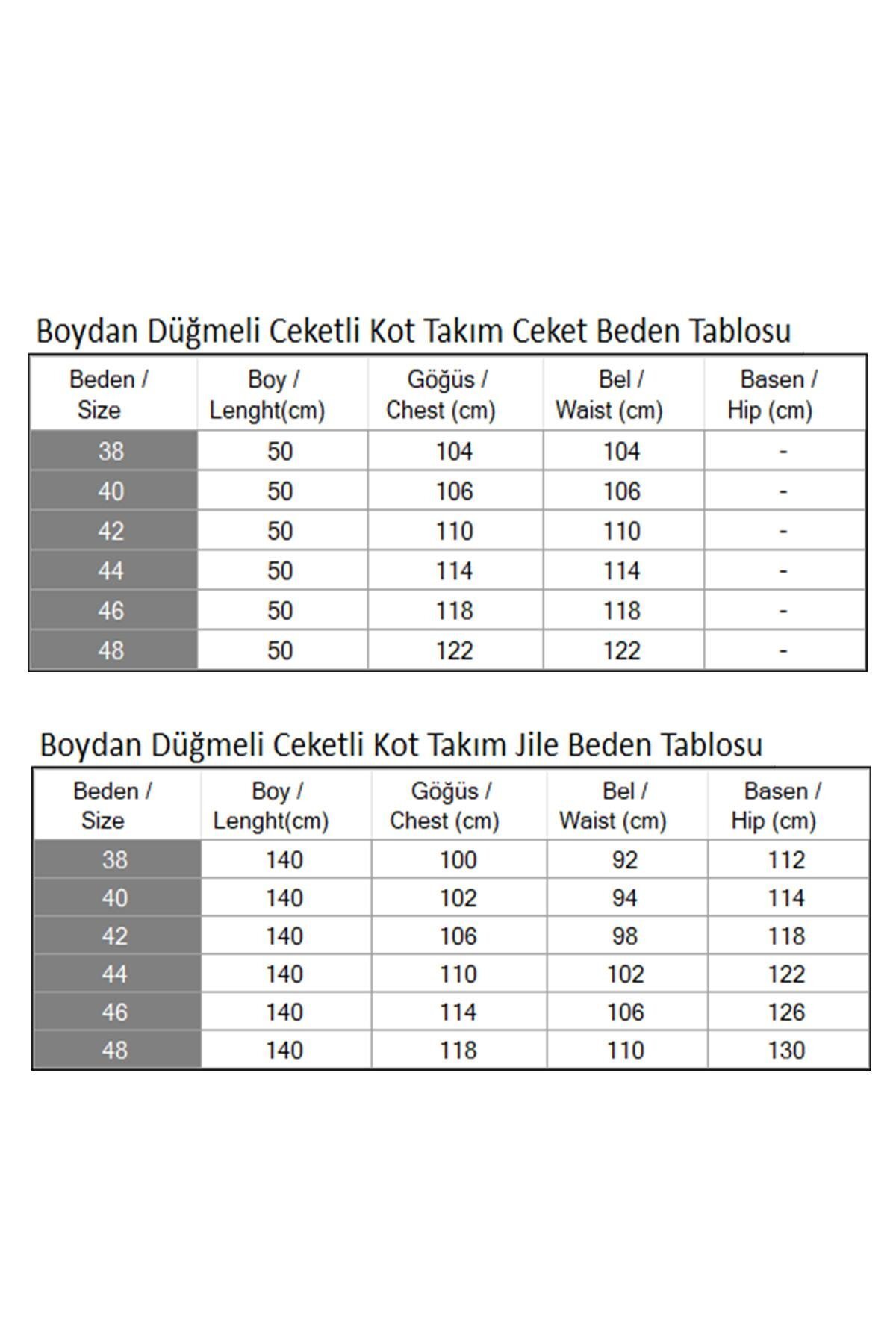 Koyu Mavi İkili Boydan Düğmeli Ceketli Kot Takım - Modamihram