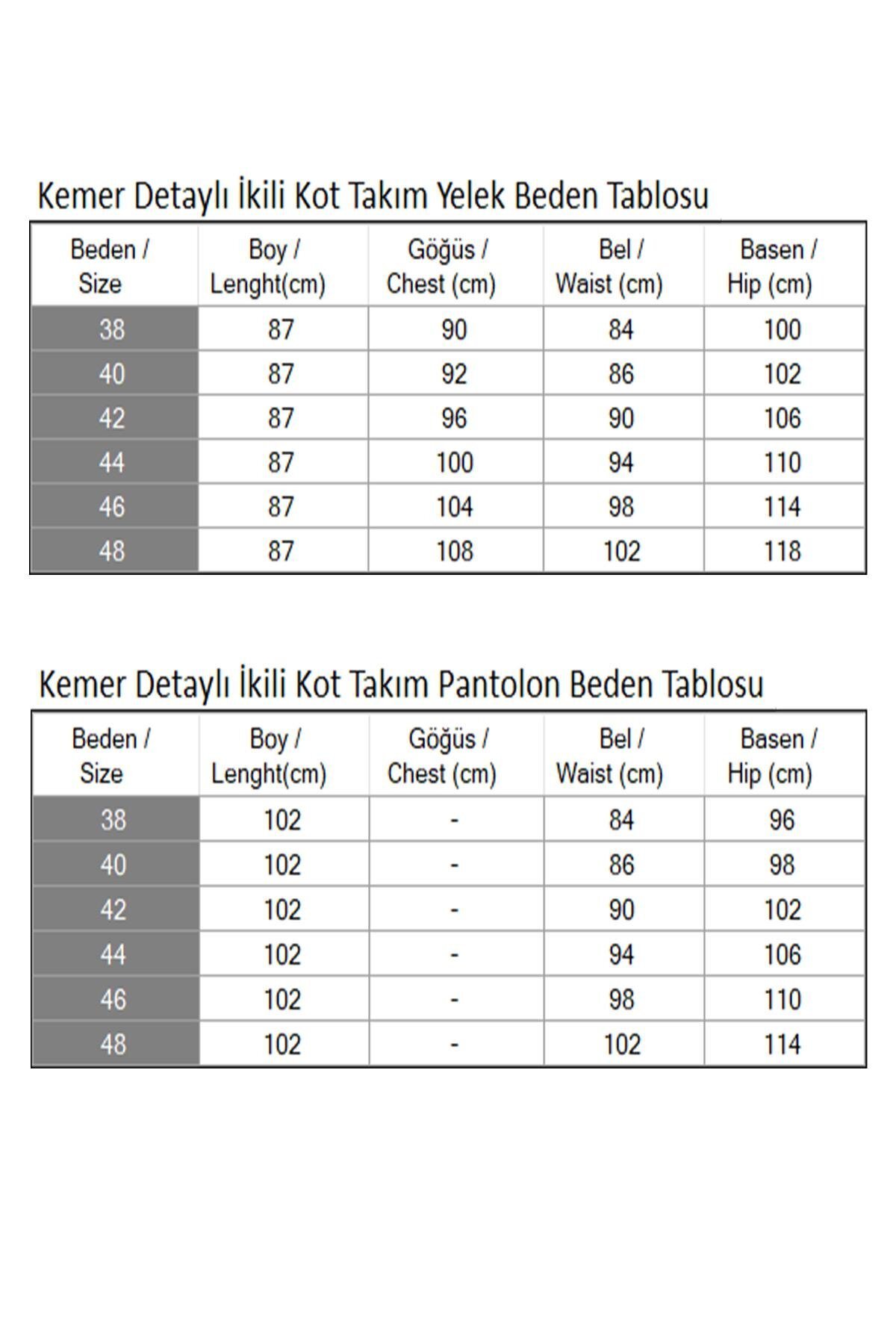 Koyu Mavi Kot İkili Kemer Detaylı Takım - Modamihram