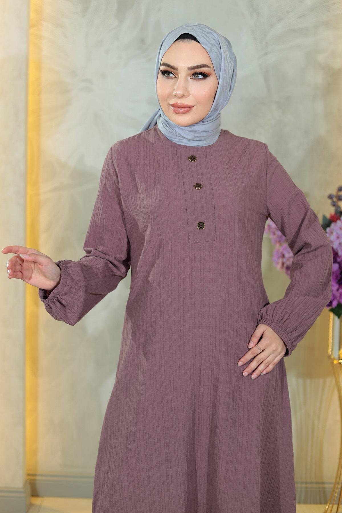 Two-Buttoned Two-Piece Set - Lilac - Modamihram