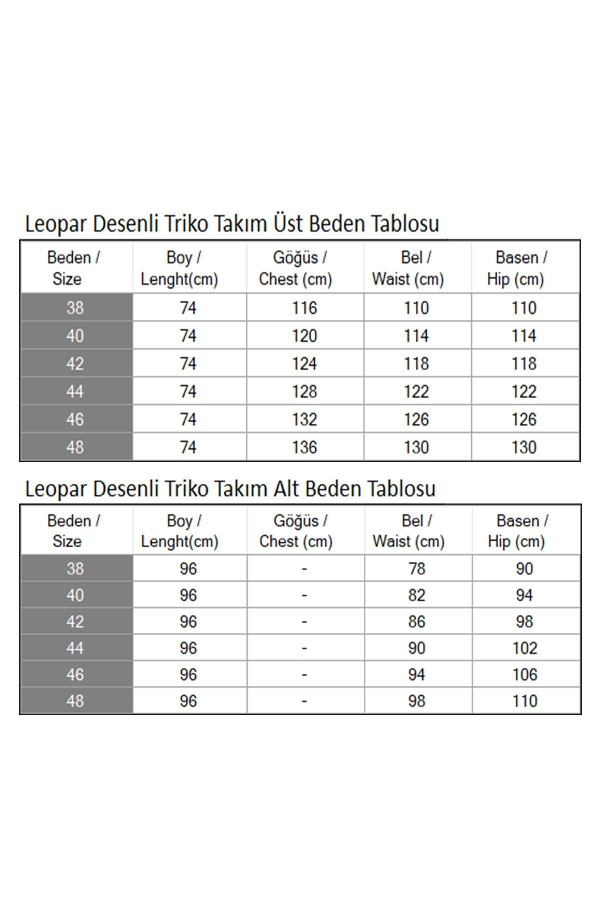 Taba Leopar Desenli Triko İkili Takım - Modamihram