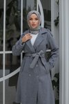 Gri Kaşe Apolet Detaylı Kaban