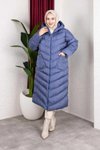 Mavi Şişme Kapüşonlu Cepli Mont