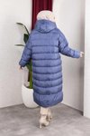 Mavi Şişme Kapüşonlu Cepli Mont