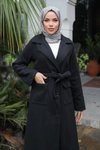 Siyah Kaşe Kapak Detaylı Kaban